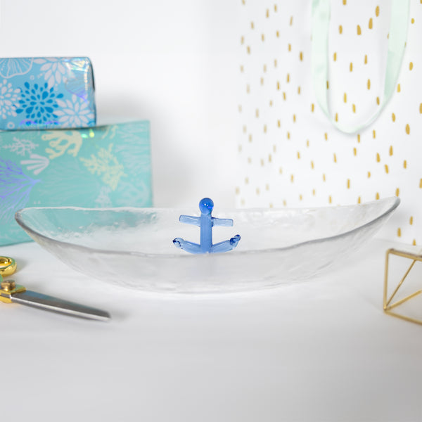 Pavilion Gift Company Anchor 12" Glass Platter With 3D Icon