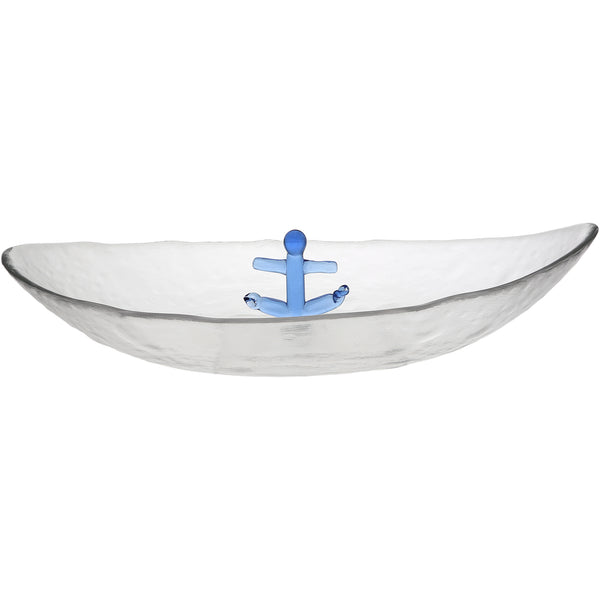 pavilion gift company Anchor 12" Glass Platter with 3D Icon