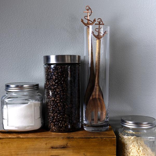 Pavilion Gift Company Anchor 13" Acacia 2 Piece Utensil Set