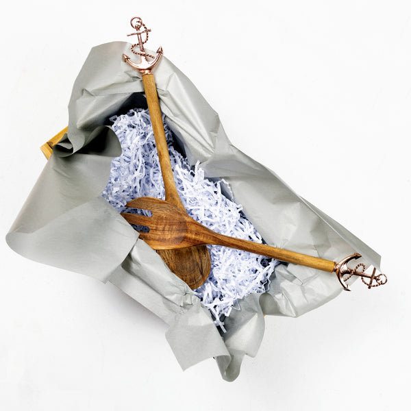 Pavilion Gift Company Anchor 13" Acacia 2 Piece Utensil Set