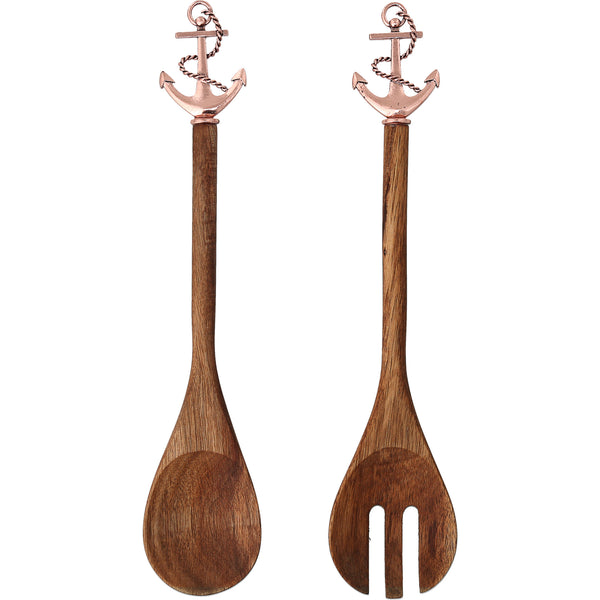 pavilion gift company Anchor 13" Acacia 2 Piece Utensil Set