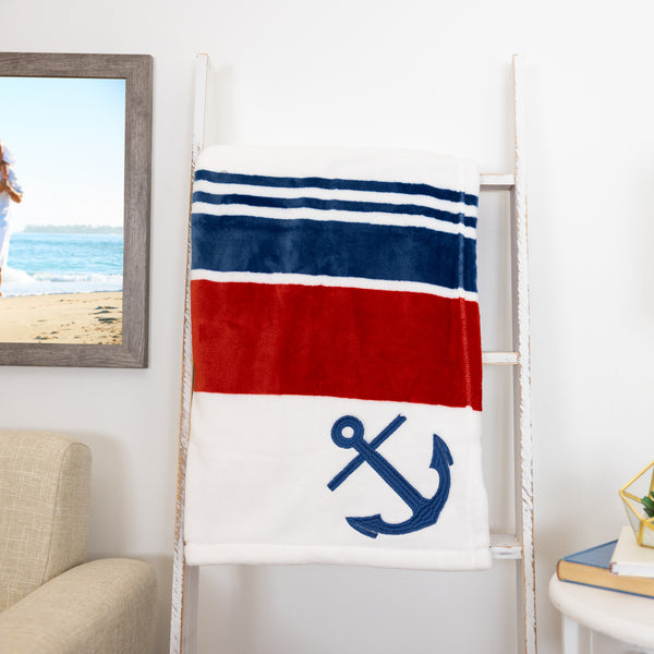 Pavilion Gift Company Anchor 50" X 60" Royal Plush Blanket