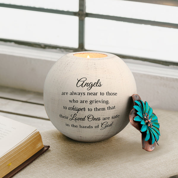 Pavilion Gift Company Angels Are Near 5" Round Tealight Candle Holder