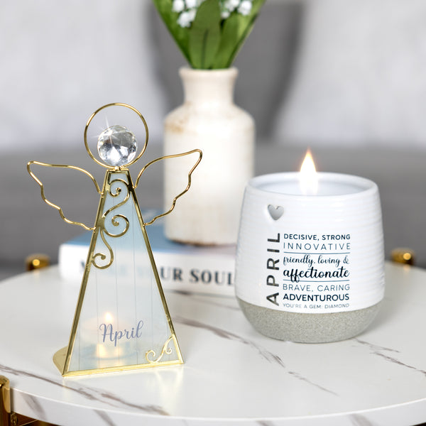 Pavilion Gift Company April 6.5" Monthly Angel Tea Light Holder