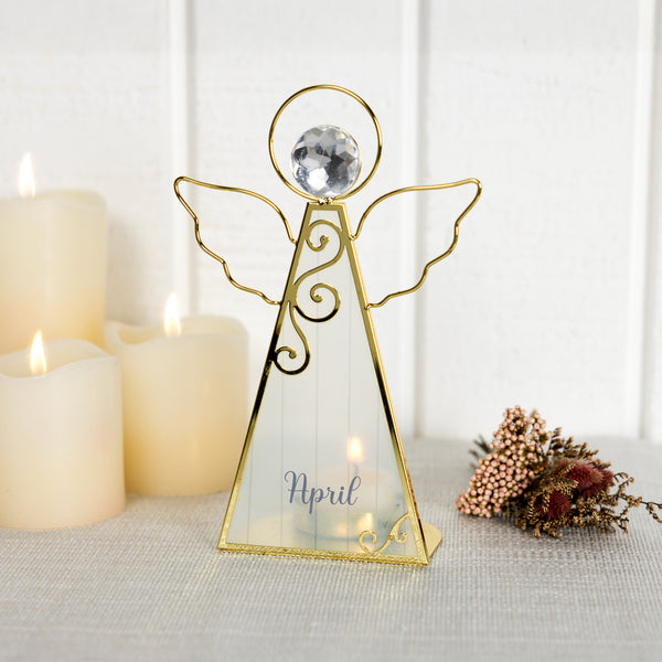 Pavilion Gift Company April 6.5" Monthly Angel Tea Light Holder