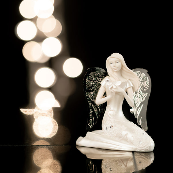 Pavilion Gift Company April Birthstone Angel 3.5" April Angel With Diamond Butterfly