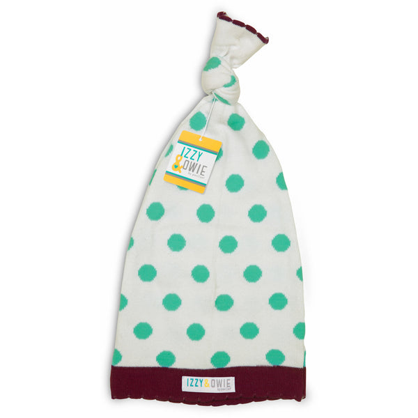 Pavilion Gift Company Aqua And White Dot 0-12 Month Baby Hat