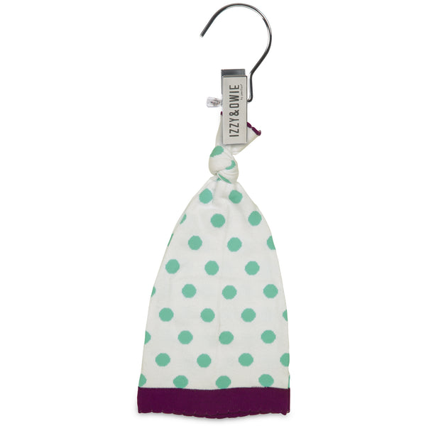 Pavilion Gift Company Aqua And White Dot 0-12 Month Baby Hat