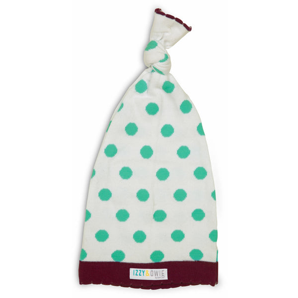 pavilion gift company Aqua and White Dot 0-12 Month Baby Hat