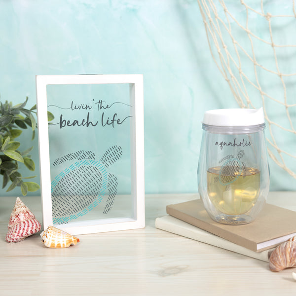 Pavilion Gift Company Aquaholic 12 Oz Acrylic Stemless Wine Glass With Lid