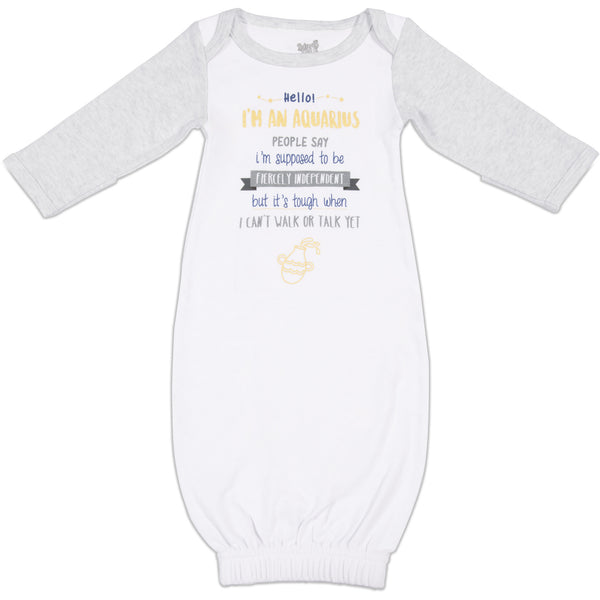 pavilion gift company Aquarius 0-3 Months Gown with Mitten Cuffs