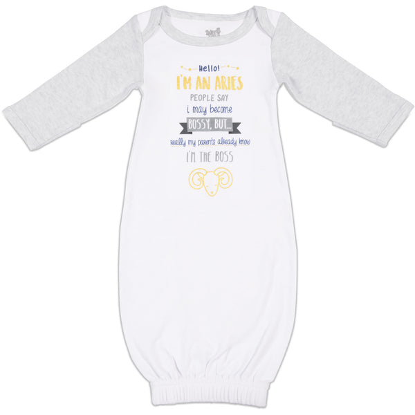 pavilion gift company Aries 0-3 Months Gown with Mitten Cuffs