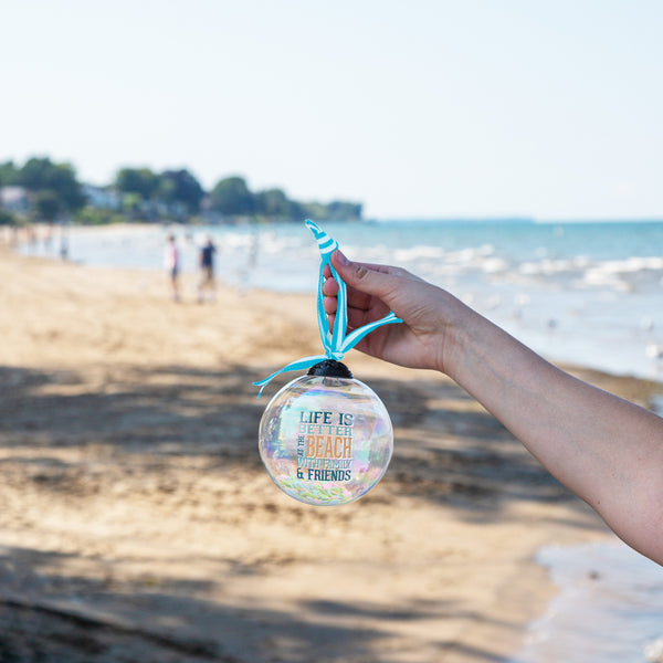 Pavilion Gift Company At The Beach 4" Iridescent Glass Ornament