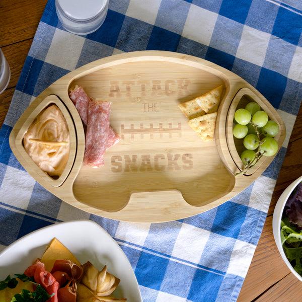 Pavilion Gift Company Attack The Snacks Bamboo Serving Board With Dip Bowls