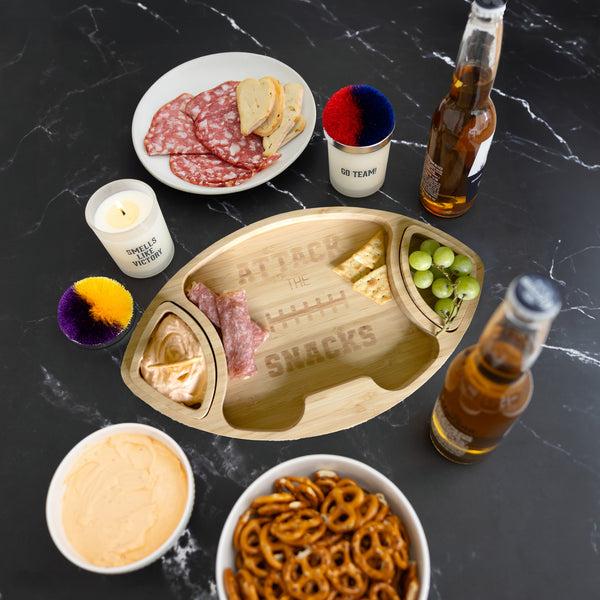 Pavilion Gift Company Attack The Snacks Bamboo Serving Board With Dip Bowls