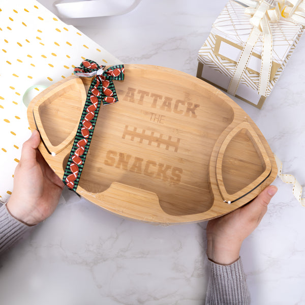 Pavilion Gift Company Attack The Snacks Bamboo Serving Board With Dip Bowls