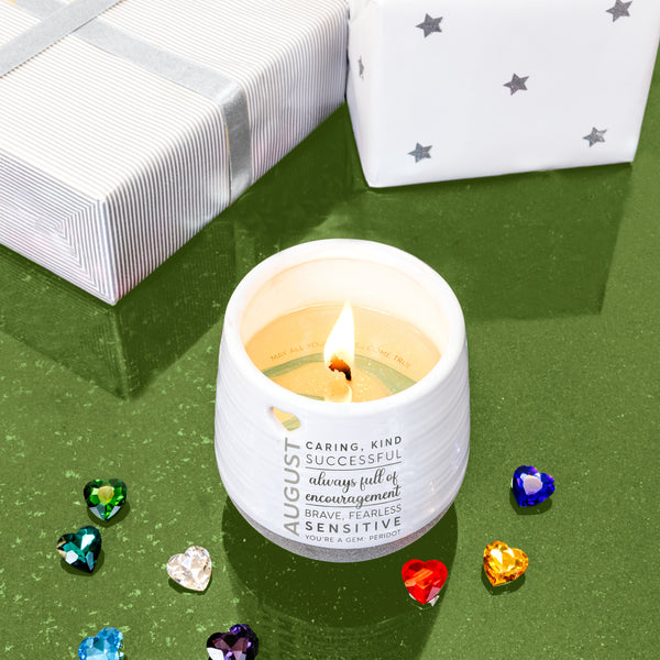 Pavilion Gift Company August 11 Oz - 100% Soy Wax Reveal Candle With Birthstone Scent: Tranquility