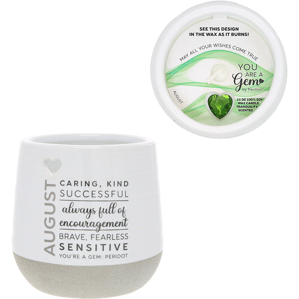 pavilion gift company August 11 oz - 100% Soy Wax Reveal Candle with Birthstone Scent: Tranquility