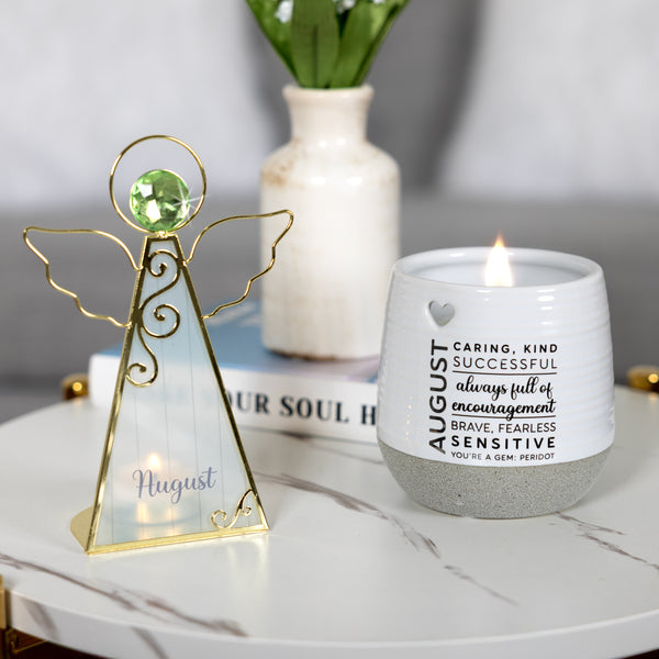 Pavilion Gift Company August 6.5" Monthly Angel Tea Light Holder