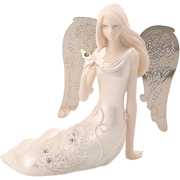 pavilion gift company August Birthstone Angel 3.5" August Angel with Peridot Butterfly