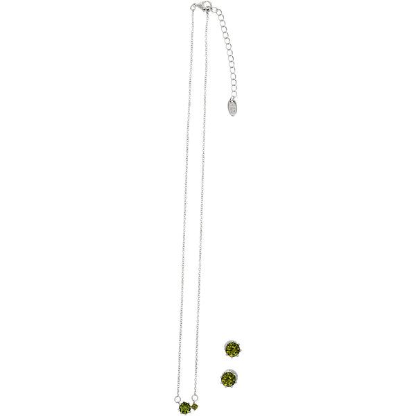 Pavilion Gift Company August Peridot 16.5"-18.5" Birthstone Jewelry Gift Set
