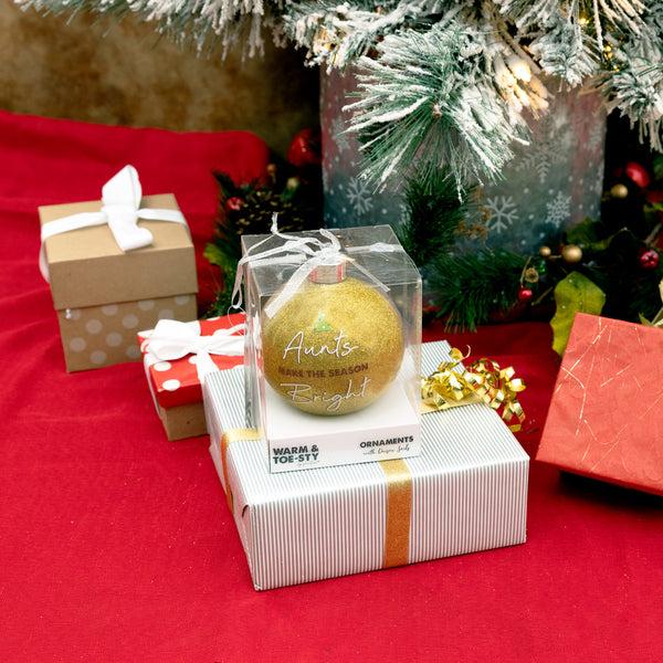 Pavilion Gift Company Aunt 4" Ornament With Unisex Holiday Socks