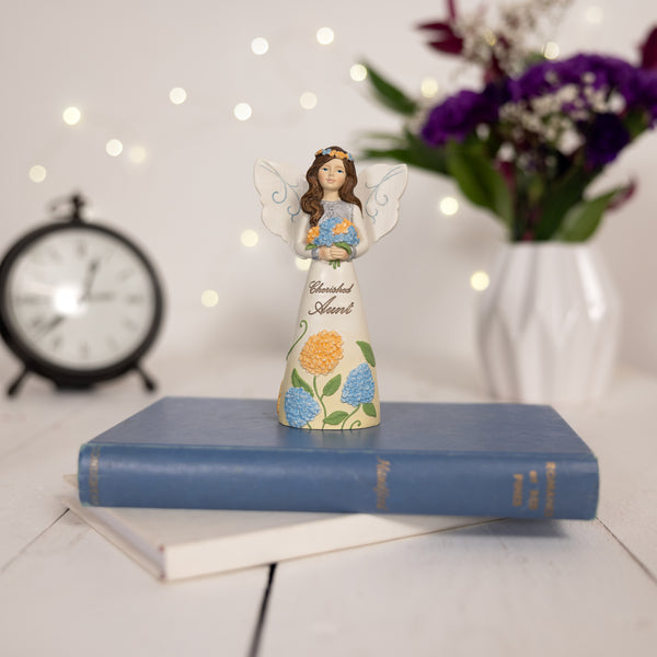 Pavilion Gift Company Aunt 5" Angel Holding Hydrangeas