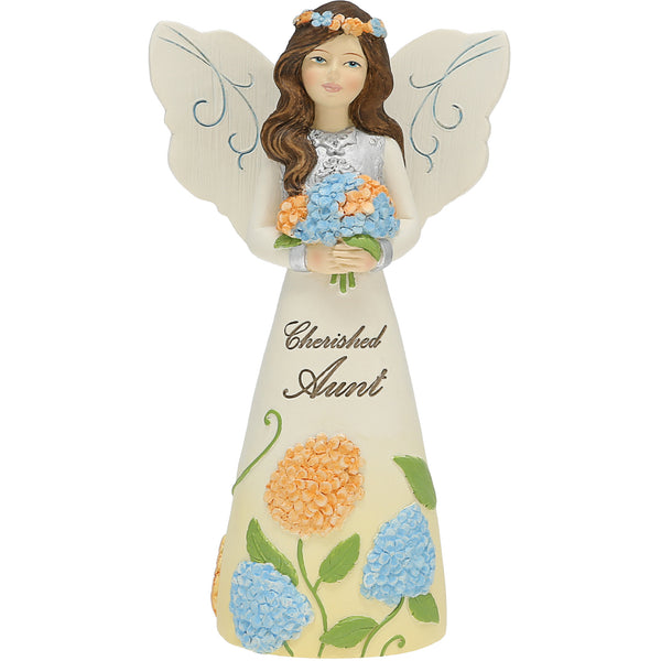pavilion gift company Aunt 5" Angel Holding Hydrangeas
