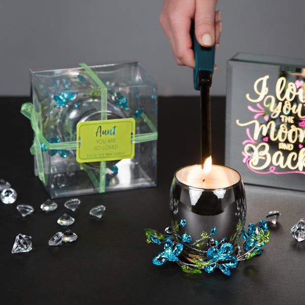 Pavilion Gift Company Aunt Blue Flower 3.5 Oz 100% Soy Wax Candle Scent: Jasmine