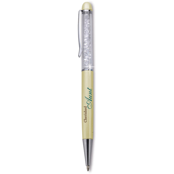 pavilion gift company Aunt Green Pen - 5.75" w/Clear Crystal Gems