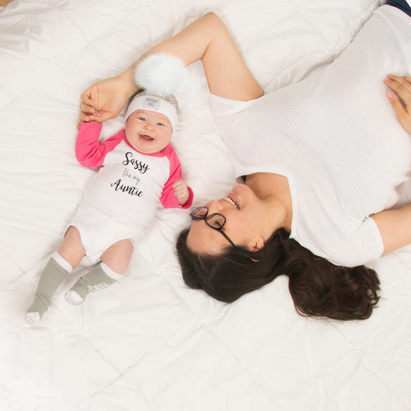 Pavilion Gift Company Auntie 12-24 Months 3/4 Length Pink Sleeve Onesie