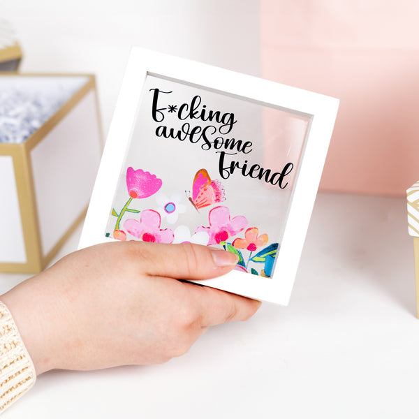 Pavilion Gift Company Awesome Friend 5" X 5" Framed Glass Plaque