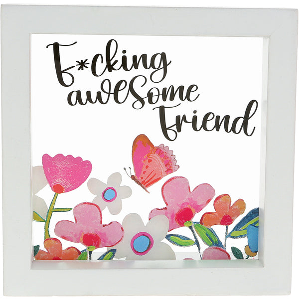 pavilion gift company Awesome Friend 5" x 5" Framed Glass Plaque