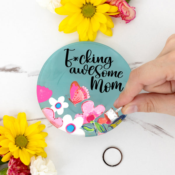 Pavilion Gift Company Awesome Mom 4" Glass Keepsake Dish