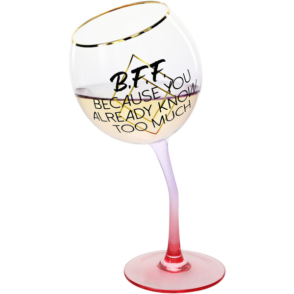 pavilion gift company B.F.F. 11 oz Tipsy Stemmed Wine Glass