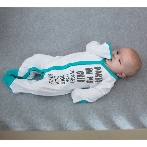 Pavilion Gift Company B.Y.O.B. 0-6 Months Teal Trimmed Sleeper