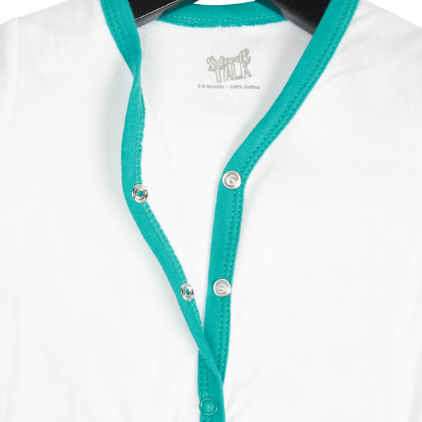 Pavilion Gift Company B.Y.O.B. 0-6 Months Teal Trimmed Sleeper