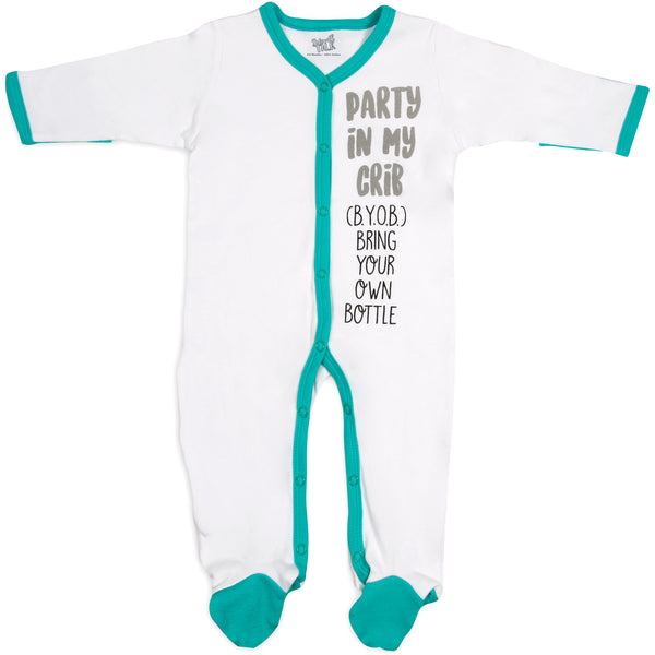 pavilion gift company B.Y.O.B. 0-6 Months Teal Trimmed Sleeper