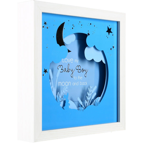 Pavilion Gift Company Baby Boy 7.75" Shadow Box Frame (Holds 4" X 4" Photo)