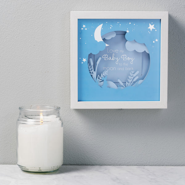 Pavilion Gift Company Baby Boy 7.75" Shadow Box Frame (Holds 4" X 4" Photo)