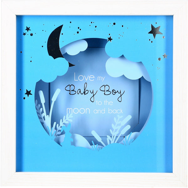 pavilion gift company Baby Boy 7.75" Shadow Box Frame (Holds 4" x 4" Photo)