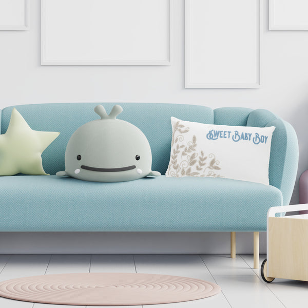 Pavilion Gift Company Baby Boy Vines - 16" X 10" Punch Needle Embroidered Pillow