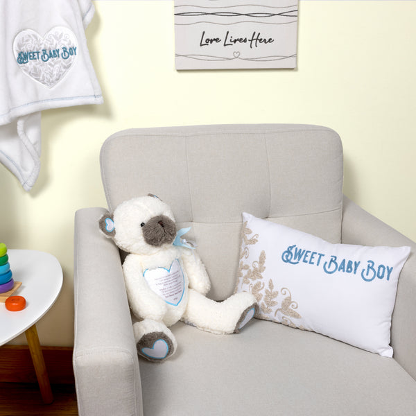 Pavilion Gift Company Baby Boy Vines - 16" X 10" Punch Needle Embroidered Pillow