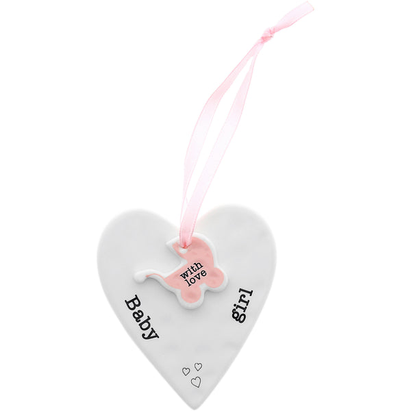 pavilion gift company Baby Girl 3" Ceramic Keepsake Heart Plaque