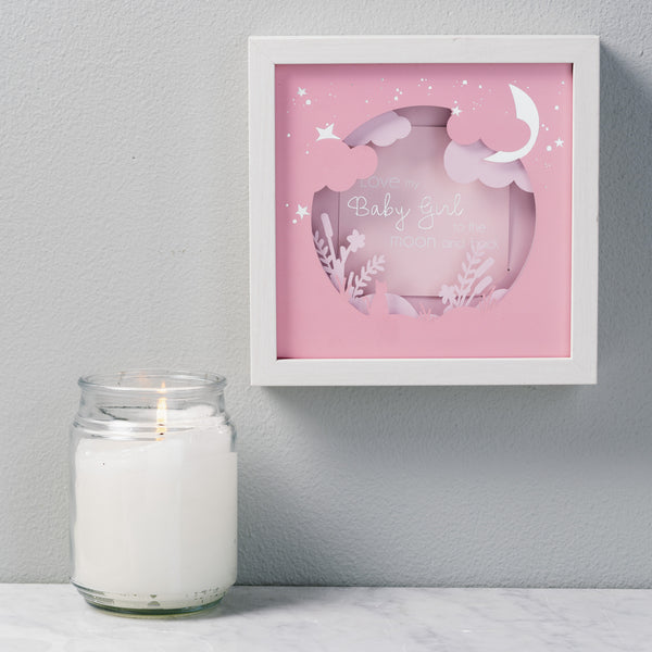Pavilion Gift Company Baby Girl 7.75" Shadow Box Frame (Holds 4" X 4" Photo)