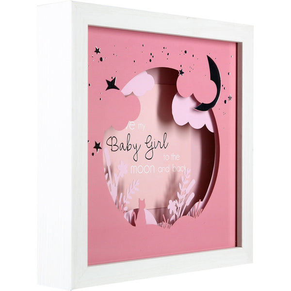 Pavilion Gift Company Baby Girl 7.75" Shadow Box Frame (Holds 4" X 4" Photo)