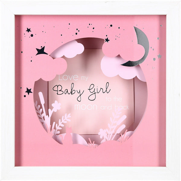 pavilion gift company Baby Girl 7.75" Shadow Box Frame (Holds 4" x 4" Photo)