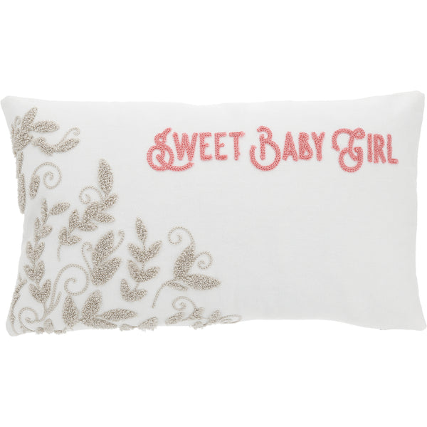 pavilion gift company Baby Girl Vines - 16" x 10" Punch Needle Embroidered Pillow