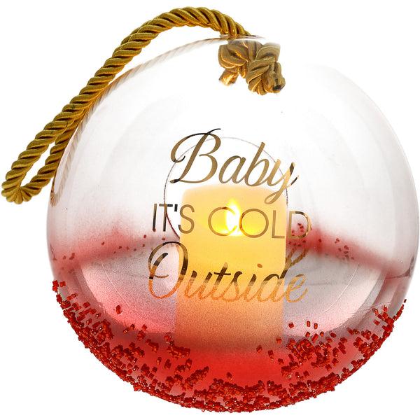 pavilion gift company Baby It's Cold 9.5" Ruby Beaded Glass Lantern