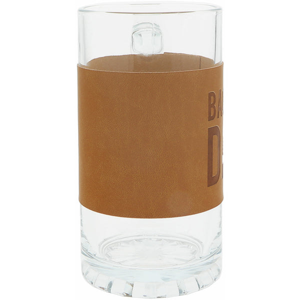 Pavilion Gift Company Badass 16 Oz. Glass Stein With PU Leather Wrap